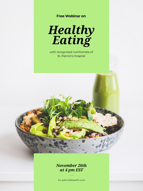 Ad of Free Webinar about Healthy Eating Poster US Πρότυπο σχεδίασης