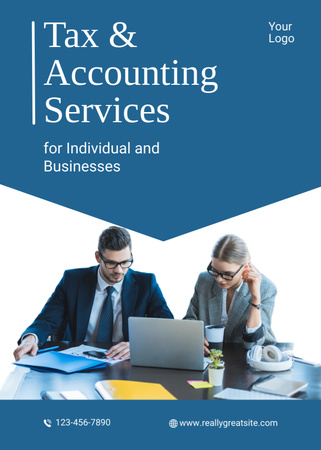 Special Offer of Tax and Accounting Services with Man and Woman Flayer Design Template