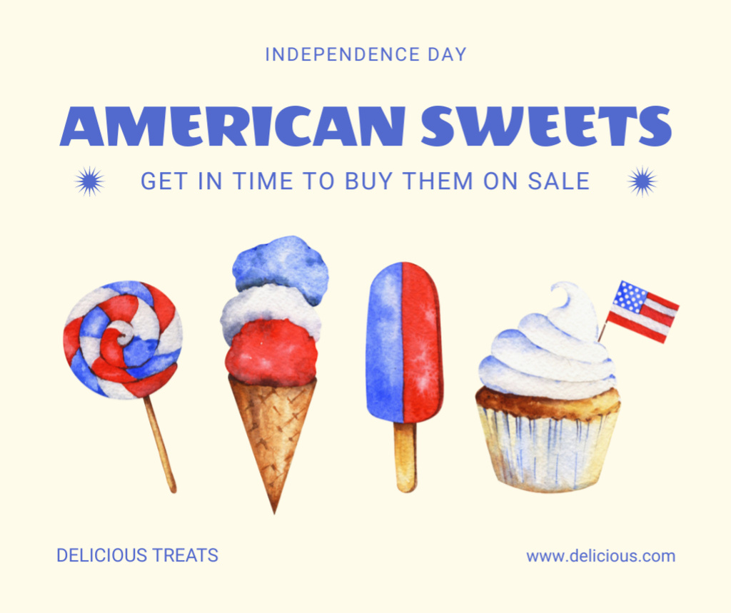 USA Independence Day Desserts Offer Facebook Πρότυπο σχεδίασης