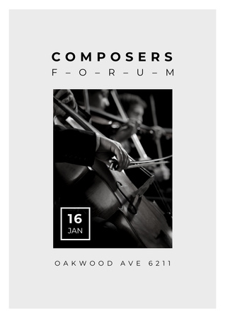 Composers Forum Invitation wit Instruments on Stage Poster A3 Design Template