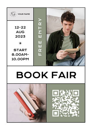 Anúncio da feira do livro com leitor Poster Modelo de Design