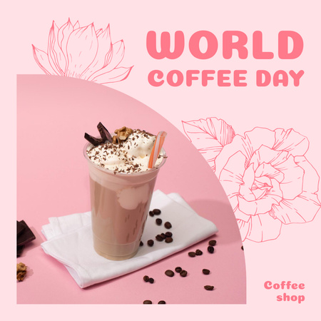 Modèle de visuel café frappé au chocolat avec crème fouettée - Instagram