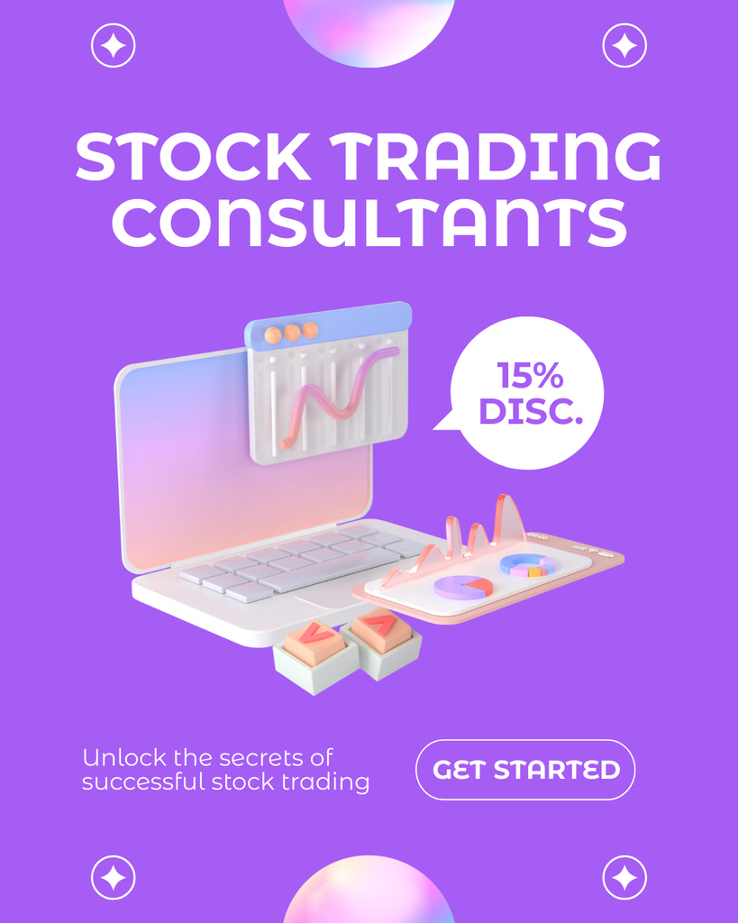 Discount on Stock Trading Consultant Services Instagram Post Vertical tervezősablon