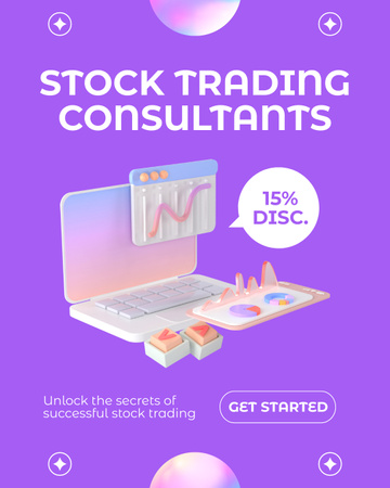 Platilla de diseño Discount on Stock Trading Consultant Services Instagram Post Vertical