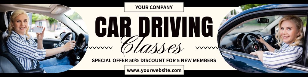Ontwerpsjabloon van Twitter van Car Driving Classes With Discounts For Members