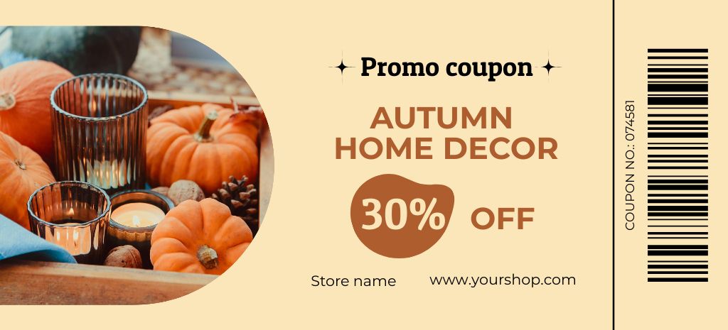 Plantilla de diseño de Autumn Home Decor Items Coupon 3.75x8.25in 