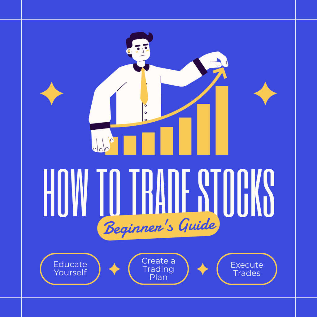Accessible Guide for Beginners to Stock Trading Instagramデザインテンプレート