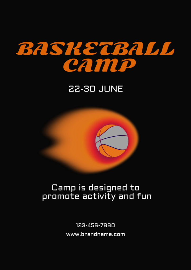 Active Basketball Camp Ad With Slogan In Summer Poster A3 Design Template