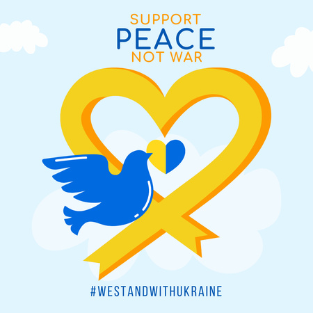 Dove of Peace with Ukrainian Flag Instagram Design Template