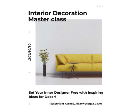 Interior decoration masterclass with Sofa in yellow Facebook Design Template