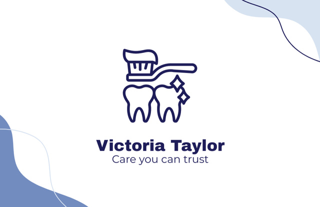 Dentistry Services with Tooth and Toothbrush Business Card 85x55mm Πρότυπο σχεδίασης