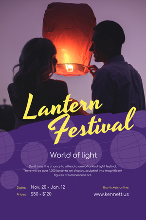 Plantilla de diseño de Festival de los faroles con pareja con Sky Lantern Pinterest 
