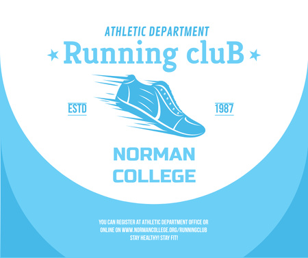 Running club ad with Shoe in blue Facebook Design Template