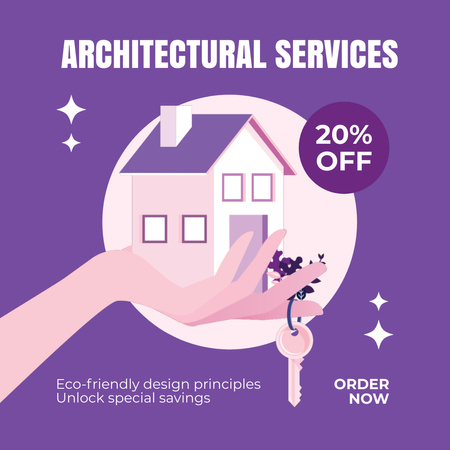 Ontwerpsjabloon van Animated Post van Stijlvolle architectonische ontwerpen en diensten met korting