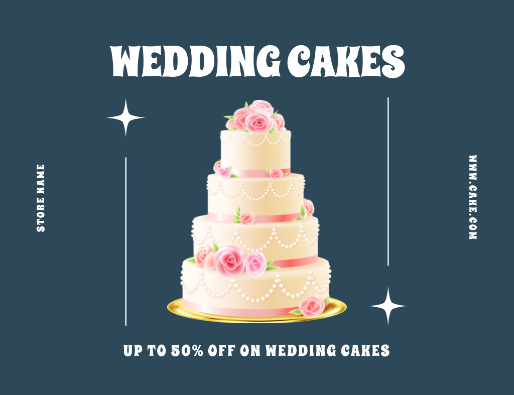 Discount Offer on Wedding Cakes Thank You Card 5.5x4in Horizontal Tasarım Şablonu