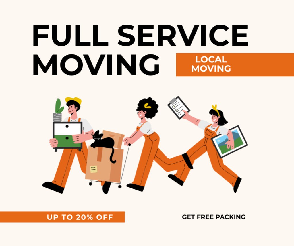 Ontwerpsjabloon van Facebook van Discount Offer on Local Moving Services