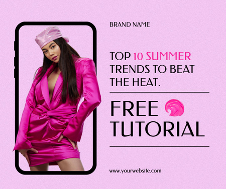 Fashion Blog Promotion with Woman in Pink Facebook Design Template