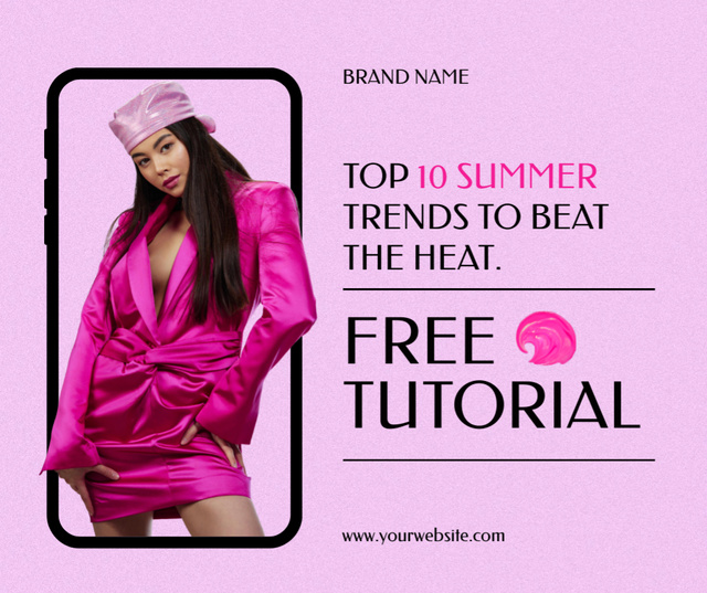 Designvorlage Fashion Blog Promotion with Woman in Pink für Facebook