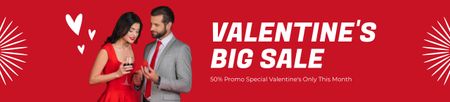 Valentine's Day Sale with Couple in Love on Red Ebay Store Billboard Modelo de Design