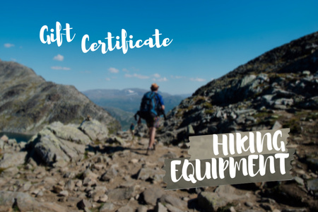 Szablon projektu Hiking Equipment Sale Offer Gift Certificate