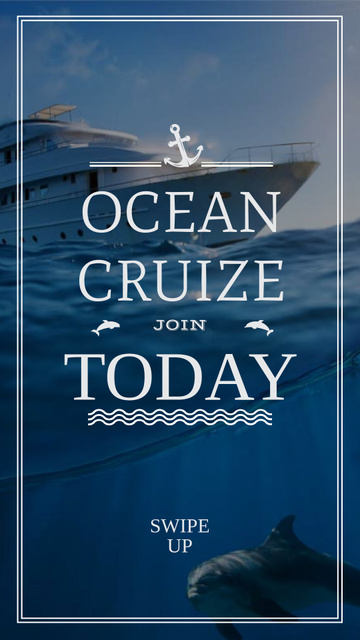 Ocean cruise Promotion Ship in Sea Instagram Story Modelo de Design