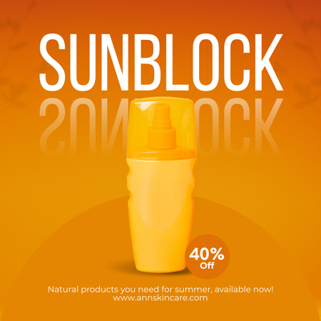Ontwerpsjabloon van Instagram van Sunblock Kortingsactie Oranje