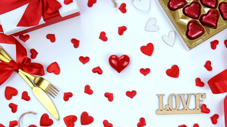 Modèle de visuel Saint Valentin avec des bonbons et des coeurs - Zoom Background