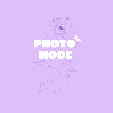 Cute Illustration of Girl with Camera Head Logo 1080x1080pxデザインテンプレート