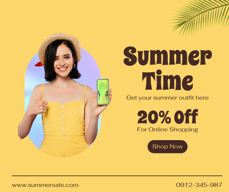 Clothing Store Mobile App With Discounts During Summer Facebook Design Template