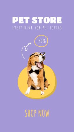 Designvorlage Pet Shop Ad with Funny Dog für Instagram Story