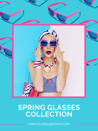 Spring Collection with Beautiful Girl in Sunglasses Poster US Šablona návrhu