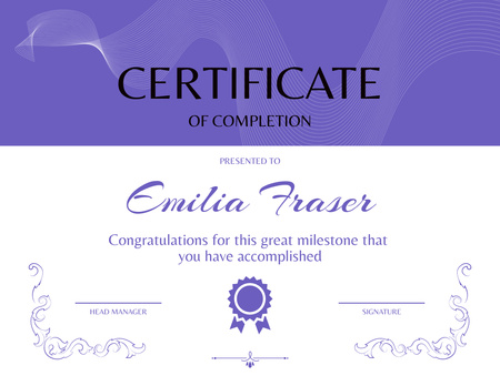 Diploma of Achievement on Purple Certificate Design Template