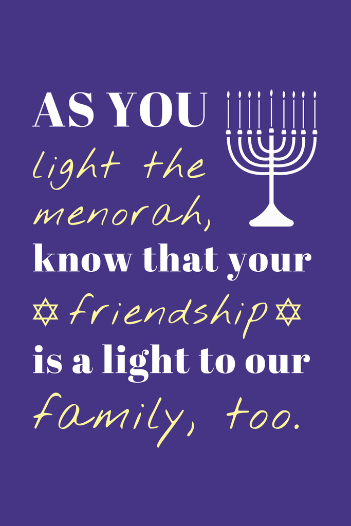 Inspirational Quote about Friendship on Hanukkah Pinterest Design Template