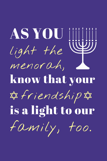Inspirational Quote about Friendship on Hanukkah Pinterest Design Template