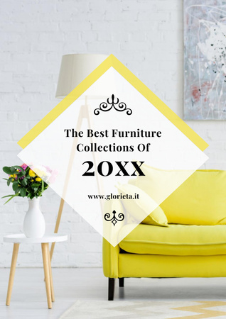 Furniture Offer Cozy Interior in Light Colors Poster Design Template
