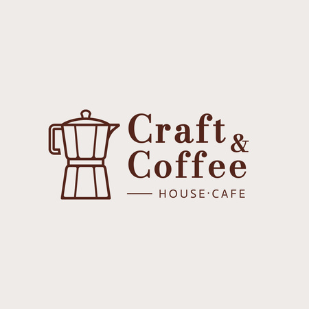 House-Cafe Ad with Coffee Kettle In White Logo Design Template