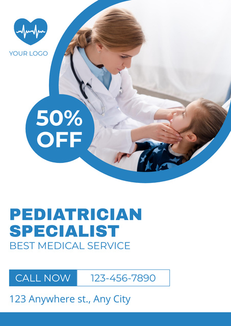 Services of Pediatric Specialist Posterデザインテンプレート