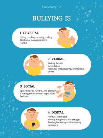 Bullying Awareness Leaflet on Blue Poster US Design Template