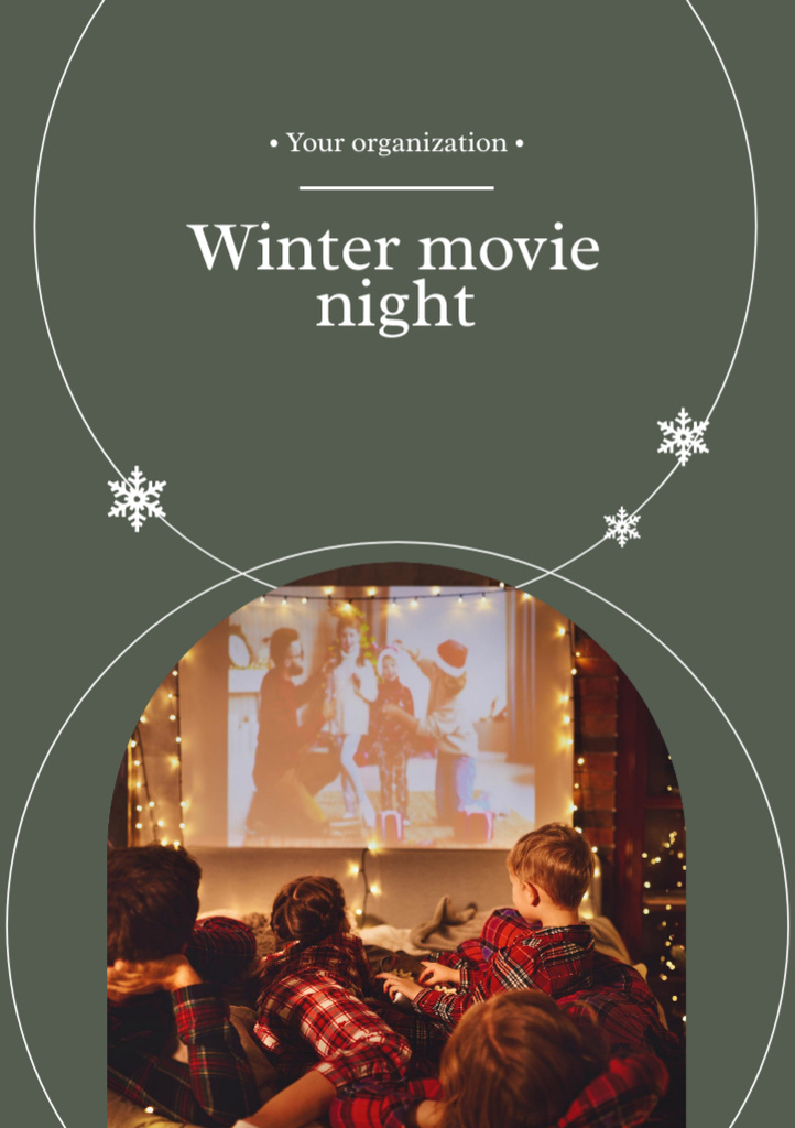 Designvorlage Announcement of Winter Movie Night für Postcard A5 Vertical