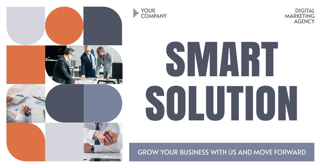 Ontwerpsjabloon van Facebook AD van Smart Solutions And Marketing Firm Services For Brand