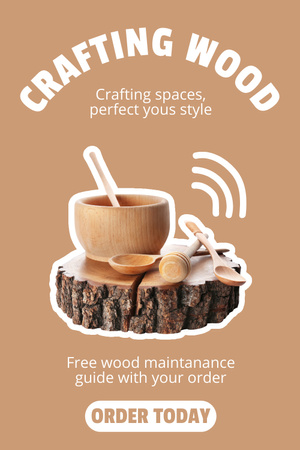 Designvorlage Angebot zum Verkauf von Bastelholzstücken für Pinterest