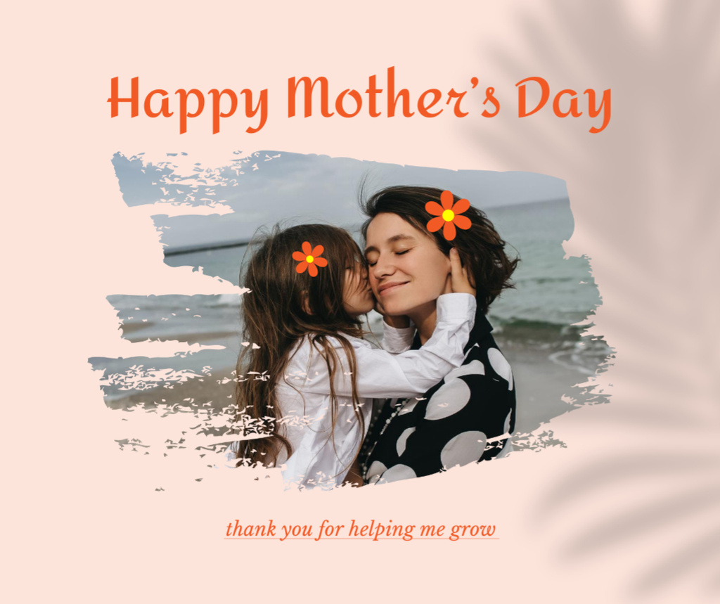 Mother's Day Greeting with Mom and Daughter Facebookデザインテンプレート