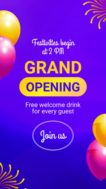 Grand Opening Celebration Event With Balloons TikTok Video Design Template