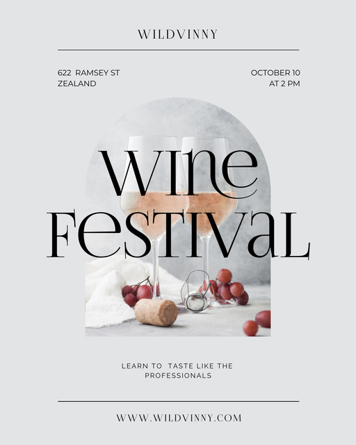 Wine Tasting Festival Announcement in White Poster 16x20in – шаблон для дизайна