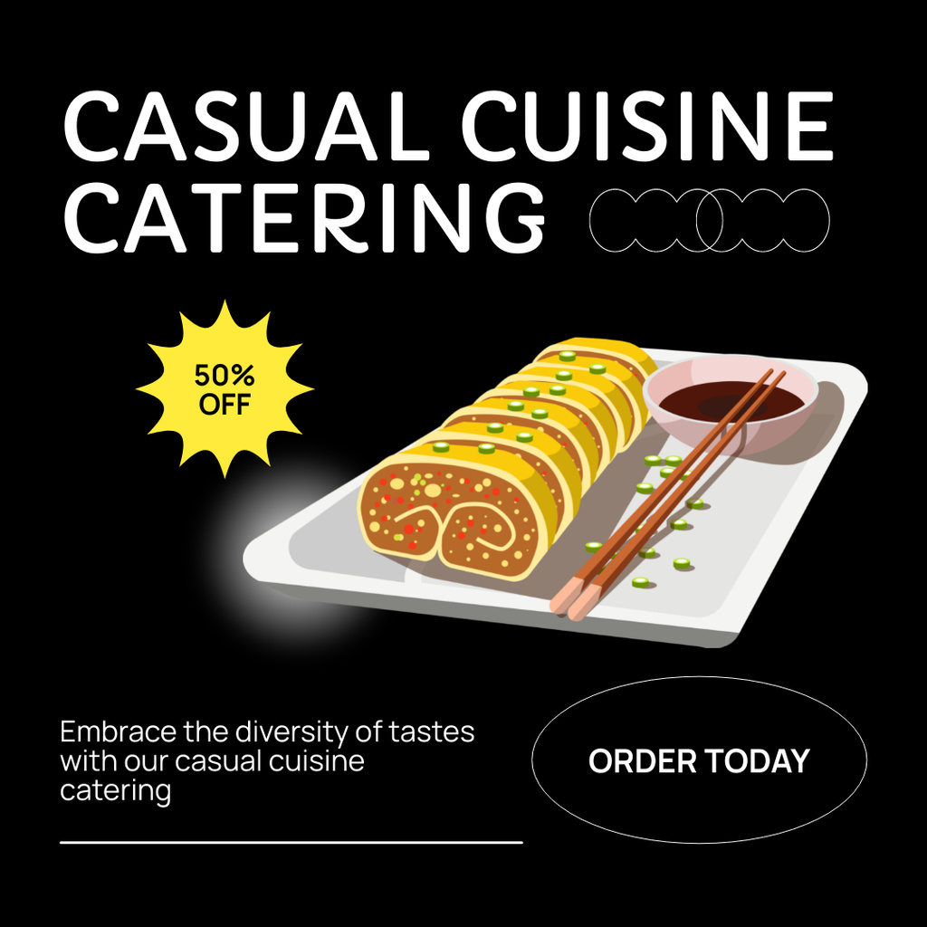 Catering Services Ad with Tasty Snacks Instagramデザインテンプレート