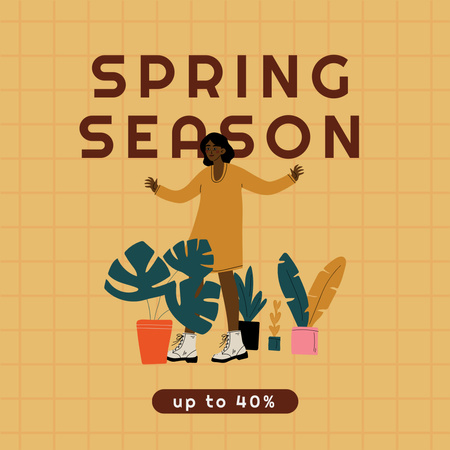 Spring Season Sale Announcement Instagram AD Design Template