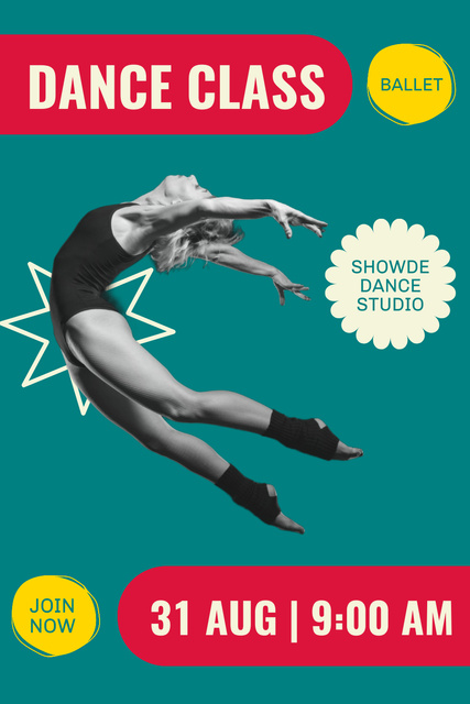 Choreography Classes Ad in Dance Studio Pinterest Design Template