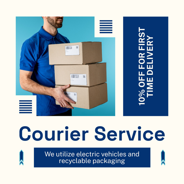 Free First-Time Shipping Offered by Our Courier Business Instagram Modelo de Design