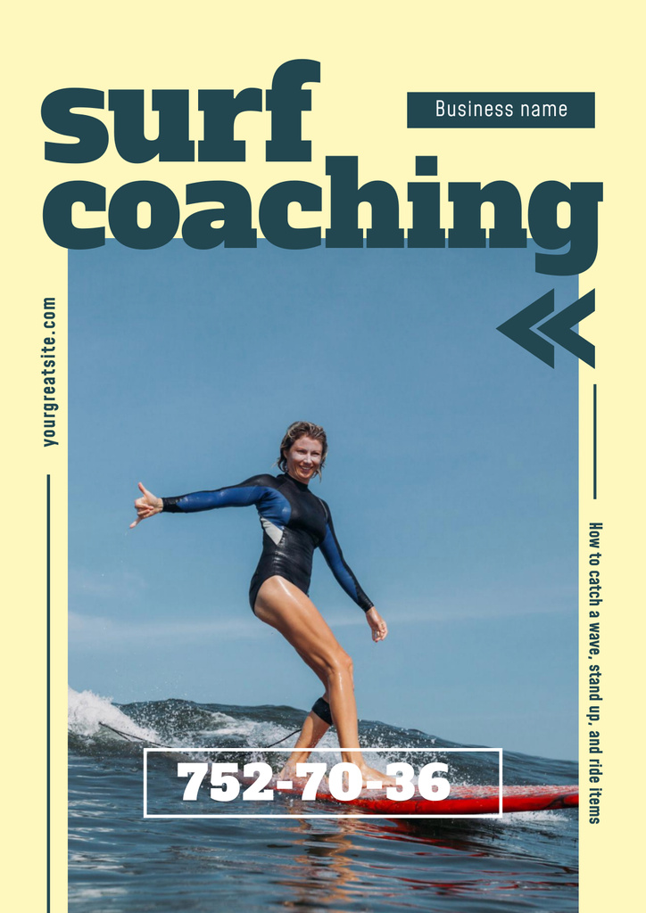 Surf Coaching Offer Poster Πρότυπο σχεδίασης
