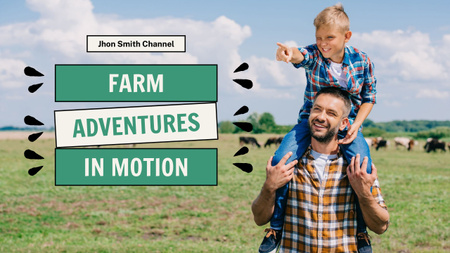 Young Dad with Son on Farm Youtube Thumbnail Design Template